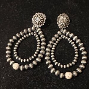 Elegant Silver Beaded Earrings